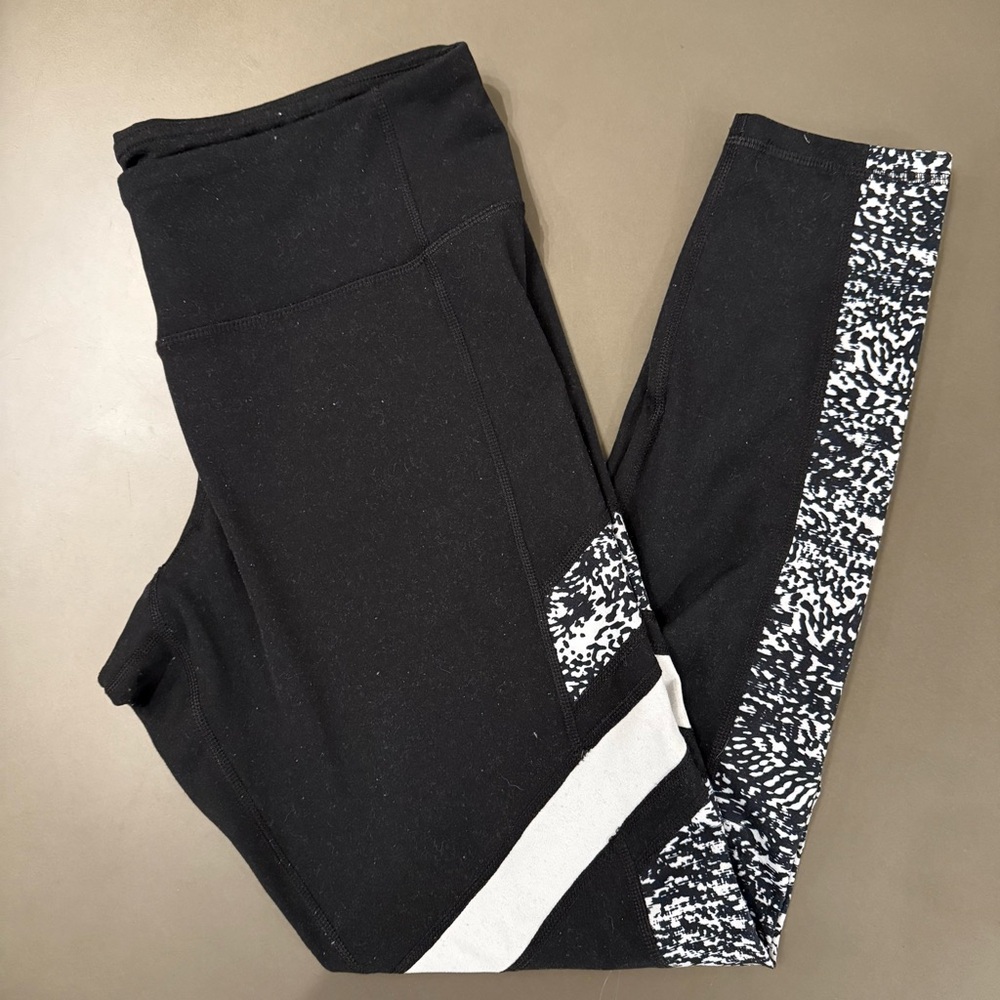 Champion Black Leggings With Patterned Sides - Size XL
